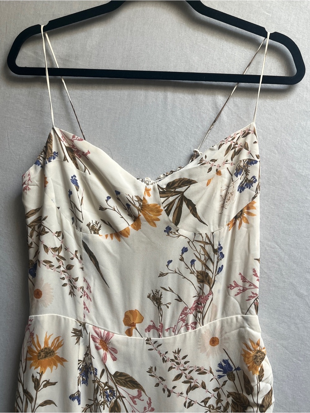 Reformation Kourtney Cream Floral Midi Dress Sweetheart Slit Size 12 - Picture 5 of 14